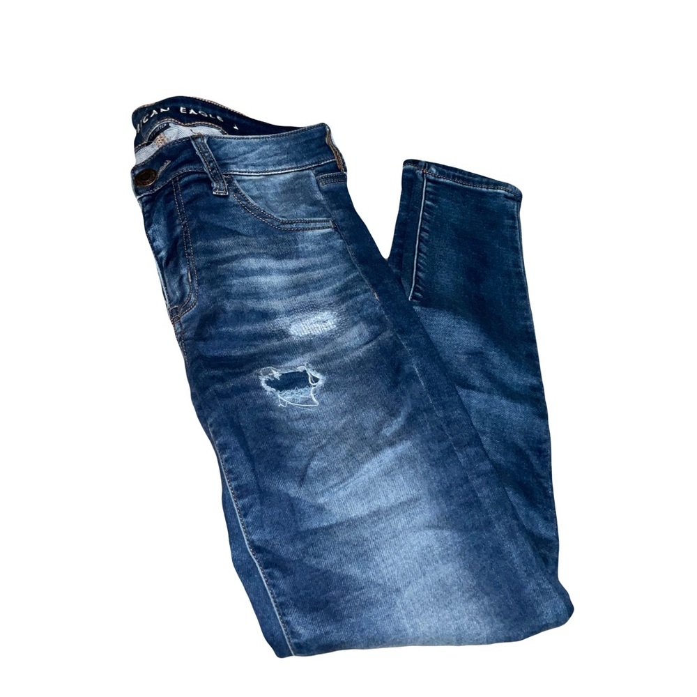 American Eagle Size 4 Dark Wash Distressed Jeggings
